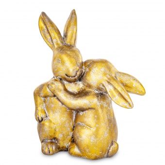 Nowoczesna Złota Figurka Wielkanocna Para Romantycznych Zajączków - 178457