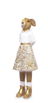Elegancka Figurka Zająca Wielkanocnego w Złotej Spódnicy – Dekoracja Premium  - 161579