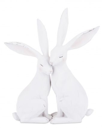 Elegancka Minimalistyczna Figurka Białych Zajączków - Figurka Ozdobna - 143335
