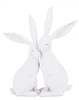 Elegancka Minimalistyczna Figurka Białych Zajączków - Figurka Ozdobna - 143335