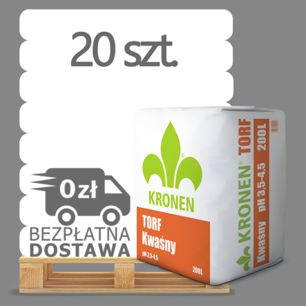 ZIEMIA PODŁOŻE TORF KWAŚNY pH 3,5-4,5 200L PALETA 20 WORKÓW - KRONEN
