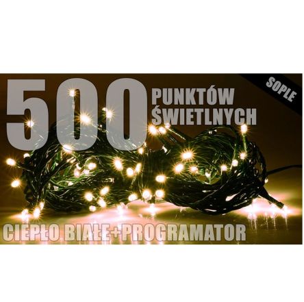 Lampki Zewnętrzne Sople 500 CIEPŁY BIAŁY - RUM-LUX 