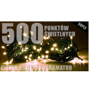 Lampki Zewnętrzne Sople 500 CIEPŁY BIAŁY - RUM-LUX 