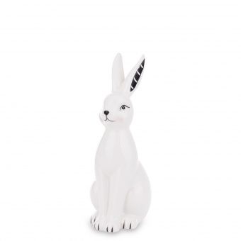 Nowoczesna Biało-Czarna Błyszcząca Figurka Zająca w Stylu Minimalistycznym - Figurka Ozdobna - 144644