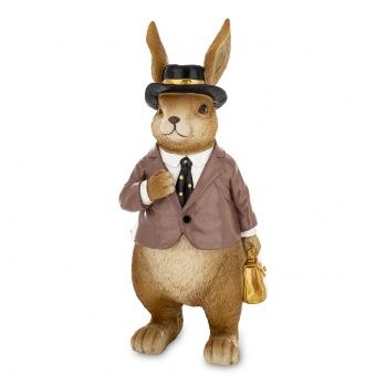Elegancka Figurka Zjawiskowego Zajączka w Garniturze i Kapeluszu - Figurka Dekoracyjna - 176625