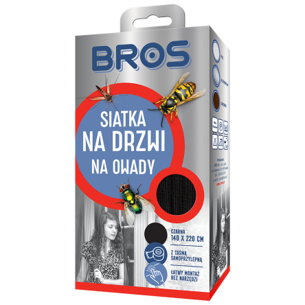 BROS SIATKA NA DRZWI 140x200cm - CZARNA