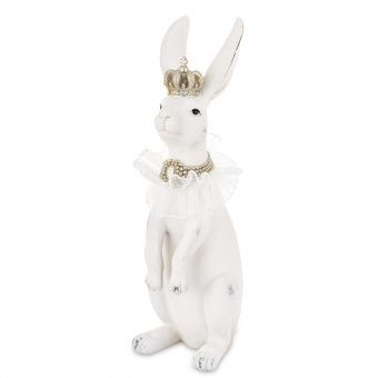 Królewska Figurka Zająca w Złotej Koronie - Figurka Dekoracyjna - 183154
