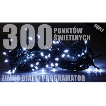 Lampki Zewnętrzne Sople 300 ZIMNY BIAŁY - RUM-LUX 