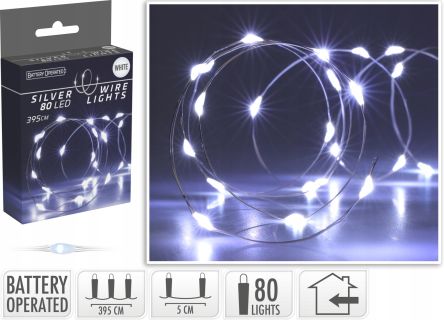 Lampki choinkowe 'Silverwire' 80 LED białe - AX9730030 Koopman