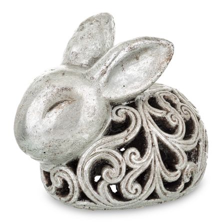 Elegancki Srebrny Ażurowy Zając Dekoracyjny – Elegancka Figurka Wielkanocna Glamour - Figurka Dekoracyjna - 163862