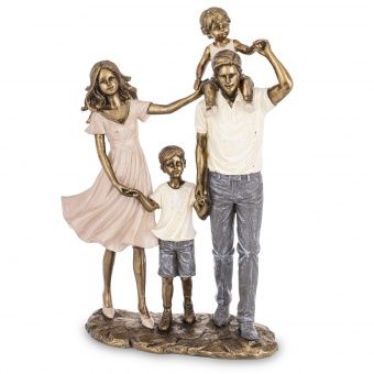 Elegancka Figurka Rodziny z Dziećmi na Podstawie - Figurka Ozdobna - 157193