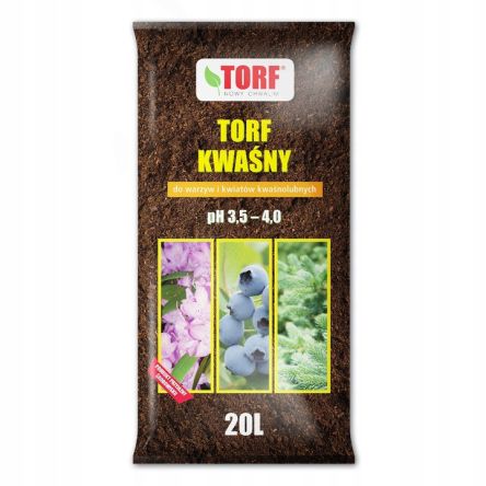 ZIEMIA PODŁOŻE TORF KWAŚNY PH 3,5-4 20L - NOWY CHWALIM