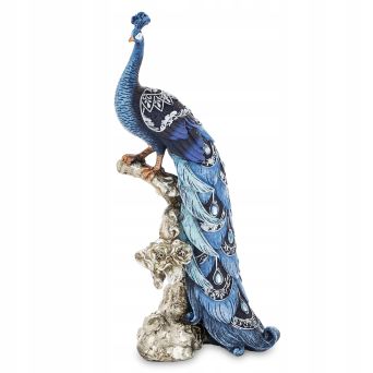 Elegancka i Stylowa Figurka Dekoracyjna Paw Niebieski – Elegancka Figurka Pawia z Długim Ogonem, Ozdoba do Salonu, dekoracja Premium na Prezent - 164728