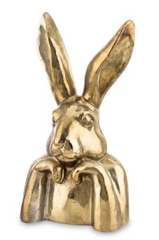 Eleganckie i Stylowe Złote Popiersie Zająca – Dekoracyjna Figurka Wielkanocna Vintage  - 143784