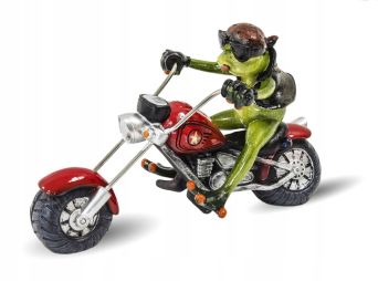 Niespotykana i Stylowa Figurka Żaby na Motocyklu - Figurka Dekoracyjna - 121421