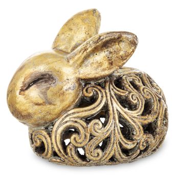 Elegancki Złoty Ażurowy Zając Dekoracyjny – Elegancka Figurka Wielkanocna Glamour - Figurka Dekoracyjna - 163863