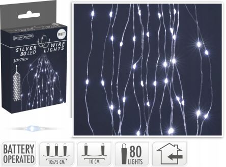 Lampki choinkowe 'Silverwire' 80 LED białe - AX9730210 Koopman