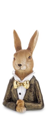 Elegancka Figurka Zająca Wielkanocnego Dżentelmena w Złotej Marynarce  – Elegancka Figurka Wielkanocna - 161582