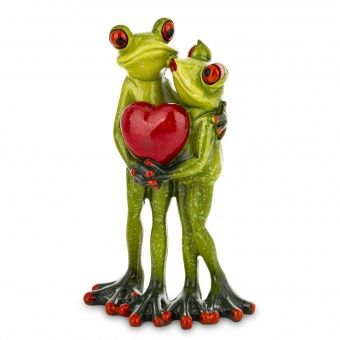 Romantyczna Figurka Zakochanych Żabek z Czerwonym Sercem - Figurka Ozdobna - 179499