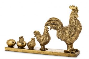 Elegancka Wielkanocna Złota Figurka Przedstawiająca Ewolucje Kury - Figurka Dekoracyjna - 175231