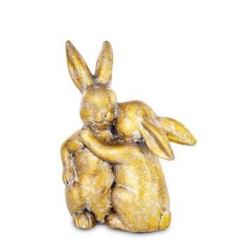 Nowoczesna Złota Figurka Wielkanocna Para Romantycznych Zajączków - 178460