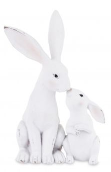 Elegancka Minimalistyczna Figurka Całujących się Białych Zajączków -  Figurka Dekoracyjna - 143334