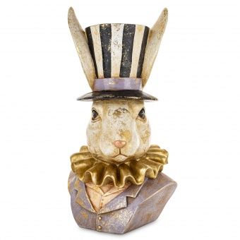Artystyczna Figurka Popiersia Zająca Dżentelmena w Kapeluszu - Figurka Dekoracyjna - 183373
