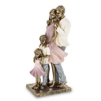 Elegancka Figurka Rodzinna w Złoto-Różowej Tonacji - Figurka Ozdobna 166838