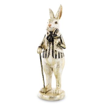 Elegancki Złoty Zając Wielkanocny w Garniturze z Laską – Figurka Dekoracyjna Vintage - 162606