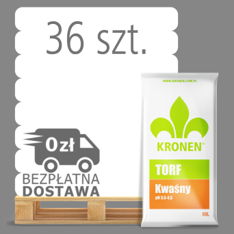 ZIEMIA PODŁOŻE TORF KWAŚNY pH 3.5 - 4.5 80L PALETA 36 WORKÓW - KRONEN