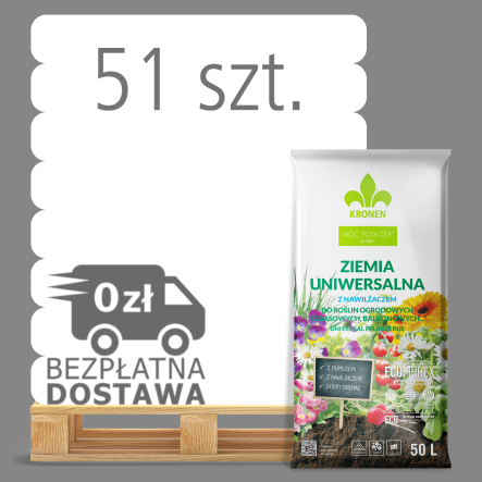 ZIEMIA UNIWERSALNA - PODŁOŻE DO ROŚLIN Z NAWILŻACZEM 50L PALETA 51 WORKÓW - KRONEN