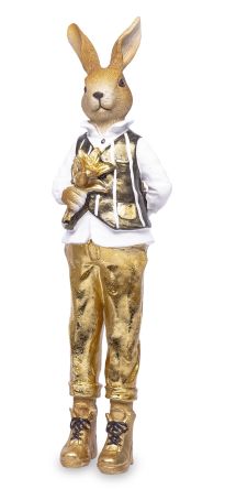Elegancka Złota Figurka Zająca Wielkanocnego – Dekoracja Premium na Wielkanoc - 161579