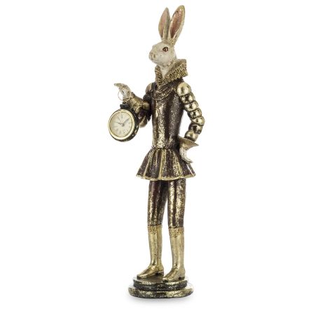 Figurka Zająca z Zegarkiem Vintage – Dekoracyjny Zając Wielkanocny Retro -  155349