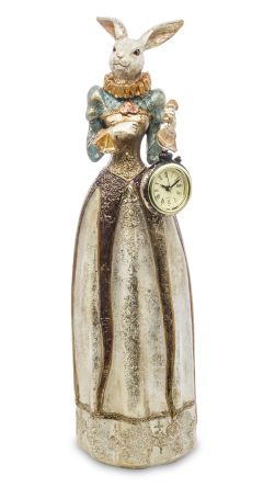 Figurka Zająca Dama z Zegarkiem Vintage – Elegancka Dekoracja Wielkanocna Retro - 121682