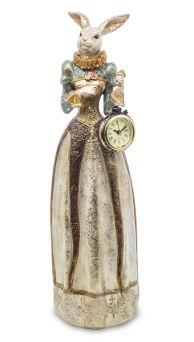 Figurka Zająca Dama z Zegarkiem Vintage – Elegancka Dekoracja Wielkanocna Retro - 121682