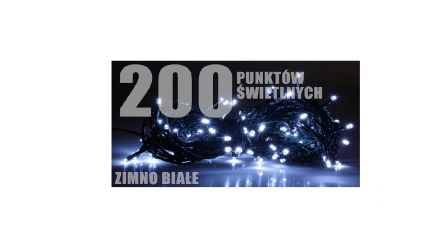 Lampki zewnętrzne 200LED ZIMNY BIAŁY - RUM-LUX 