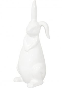 Nowoczesna Biała Błyszcząca Figurka Zająca w Stylu Minimalistycznym - Figurka Ozdobna- 100213