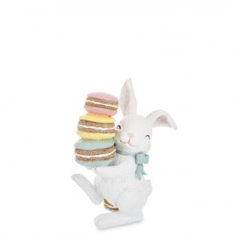 Stylowa Figurka Zajączka z Pastelowymi Makaronikami - Figurka Dekoracyjna - 175312