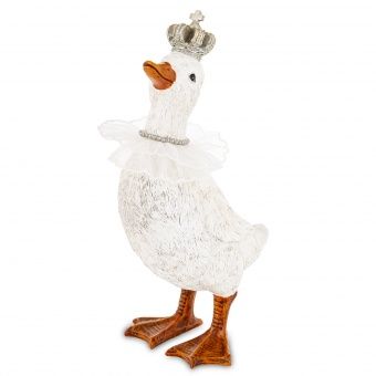 Elegancka i Subtelna Figurka Białej Gąski z Korona na Głowie - Figurka Dekoracyjna - 183156