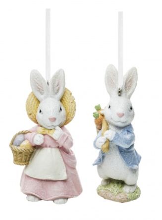 Elegancka Pastelowa Figurka Zajączka wielkanocnego - Dwa Warianty - Figurka Dekoracyjna - 127771