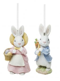 Elegancka Pastelowa Figurka Zajączka wielkanocnego - Dwa Warianty - Figurka Dekoracyjna - 127771
